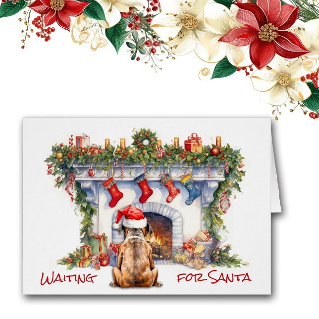 Boxer Dog warten auf Weihnachts-Feuerplatz (Von Creator hochgeladen)