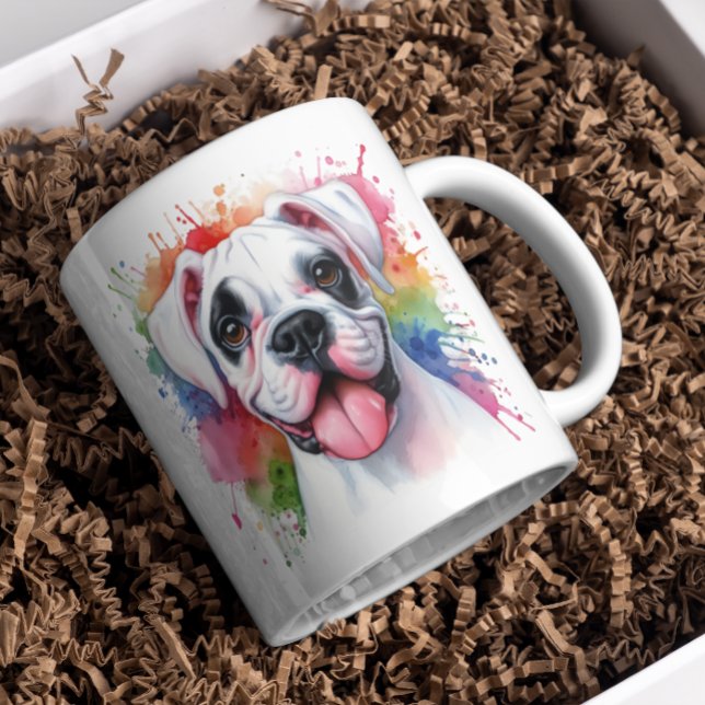 Boxer Dog Watercolor Splashes Kaffeetasse (Von Creator hochgeladen)