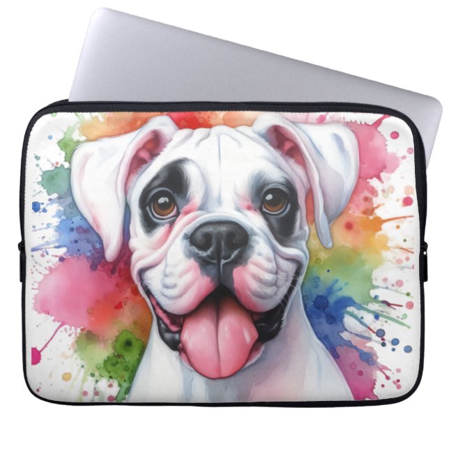 Boxer Dog Watercolor Splashes Laptopschutzhülle (Vorderseite)