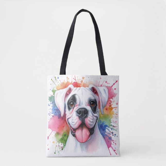 Boxer Dog Watercolor Splashes Tasche (Vorderseite)