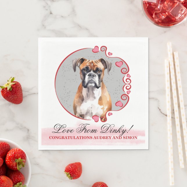 =Boxer Dog Wedding Napkins mit Hunde-Foto Serviette (Beispiel)