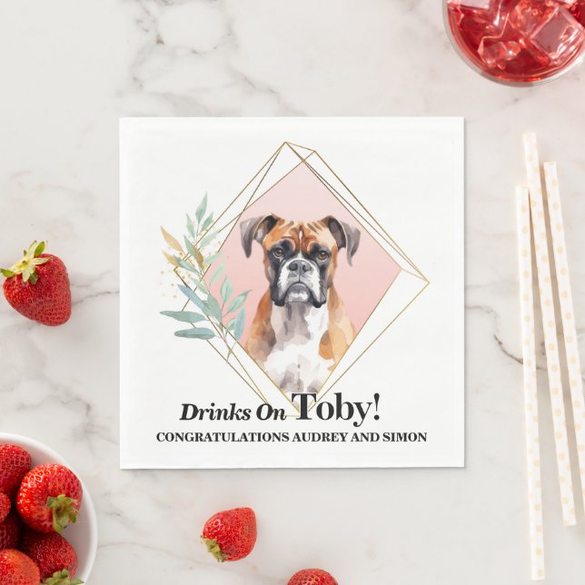 Boxer Dog Wedding Napkins mit Hunde Foto Serviette (Beispiel)