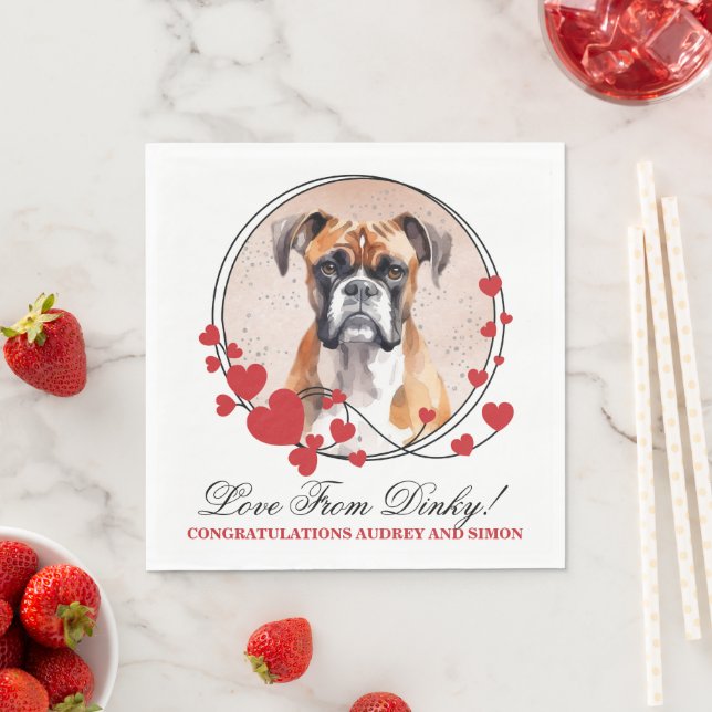 Boxer Dog Wedding Napkins mit Hunde Foto Serviette (Beispiel)