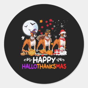 Boxer Dog Weihnachten Glückwunsch Hallothankmas Th Runder Aufkleber