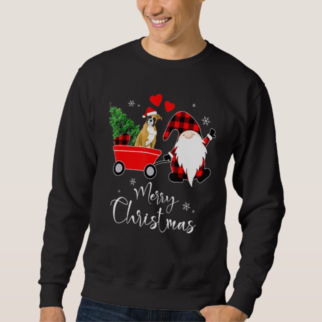 Boxer Dog Weihnachten mit Weihnachtsmannmütze Paja Sweatshirt (Vorderseite)