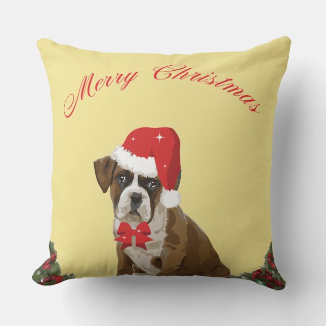 Boxer Dog Weihnachten Niedliches festes Throw Kiss Kissen (Vorderseite)