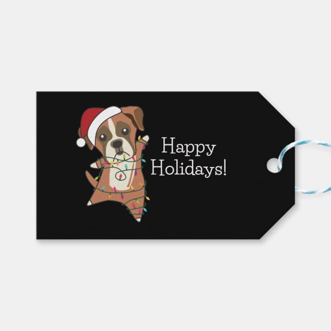 Boxer Dog Weihnachtsschnee Wintertiere Hunde Erwac Geschenkanhänger (Vorderseite (Horizontal))