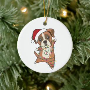 Boxer Dog Weihnachtsschnee Wintertiere Hunde Erwac Keramik Ornament