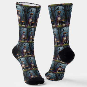 Boxer Dog Whimsical Halloween Malerei Socken