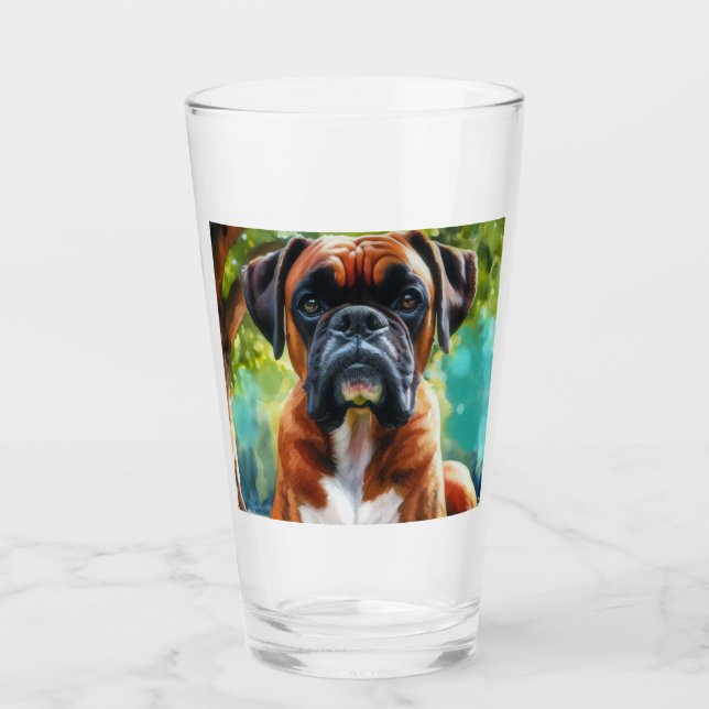 Boxer Dog 🐾 Wiggle Hinterns & Schwanz Wags Glas (Vorderseite)