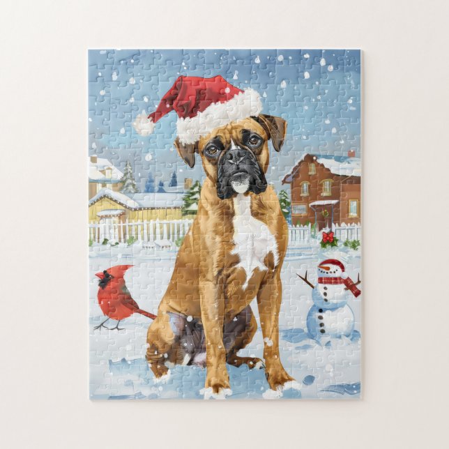 Boxer Dog Winter Wonderland Weihnachtsfreude (Vertikal)