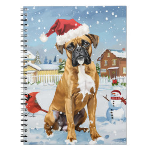 Boxer Dog Winter Wonderland Weihnachtsfreude Notizblock