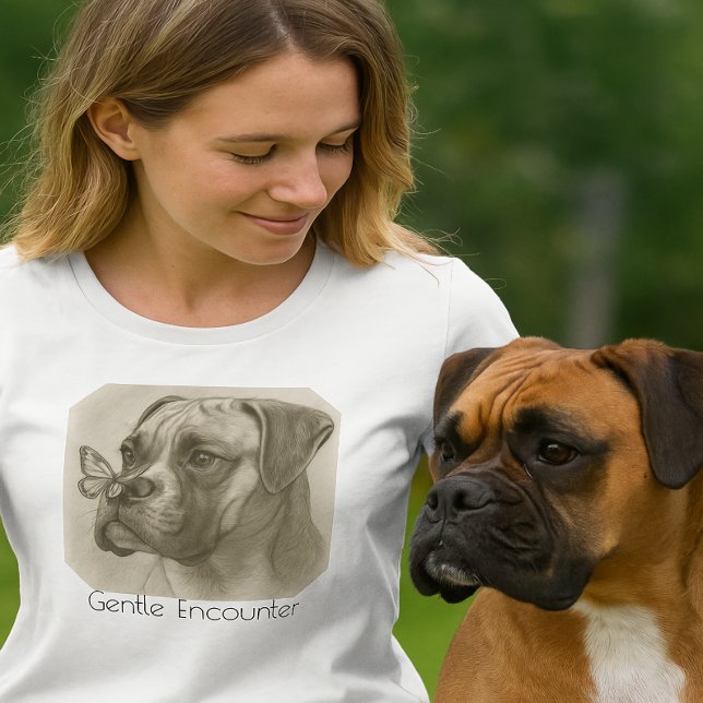 Boxer Dog with Butterfly Gentle Encounter T-Shirt (Von Creator hochgeladen)