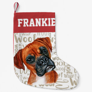 Boxer Dog Woof Print Weihnachts-Strumpf Kleiner Weihnachtsstrumpf