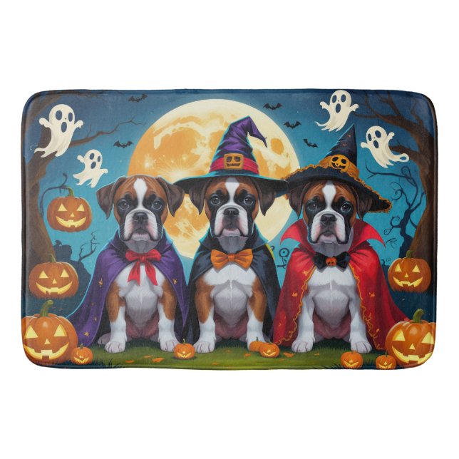 Boxer Dogs Pumpkin Halloween Funny Badematte (Vorderseite)