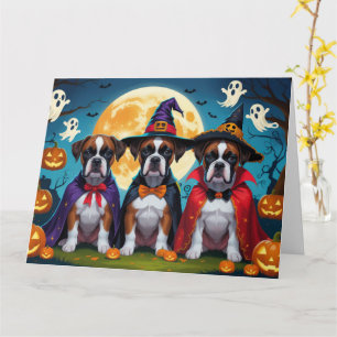 Boxer Dogs Pumpkin Halloween Funny Karte