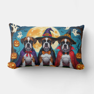 Boxer Dogs Pumpkin Halloween Funny Lendenkissen