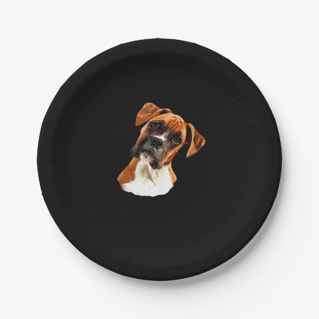 Boxer ein schöner Boxer Head Tilt Classic T - Shir Pappteller (Vorderseite)
