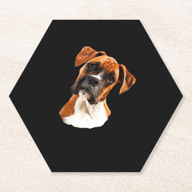 Boxer ein schöner Boxer Head Tilt Classic T - Shir Untersetzer (Vorderseite)
