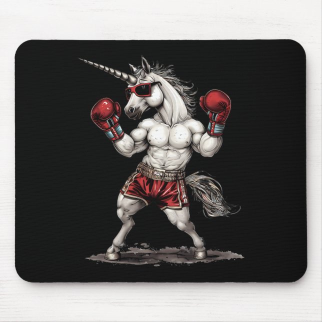 Boxer-Einhorn mit Boxhandschuhen Kickboxen Lustig  Mousepad (Vorne)