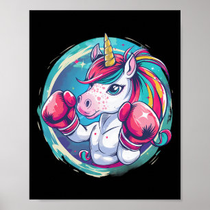 Boxer Einhorn mit Boxhandschuhen Kickboxing Funny Poster