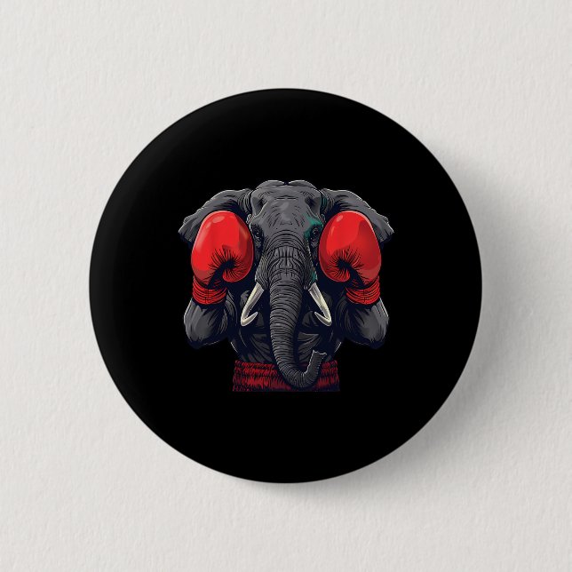 Boxer-Elefant mit Boxhandschuhen Kickboxen Lustig Button (Vorderseite)