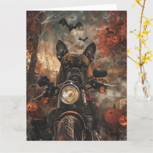 Boxer fährt Motorrad Halloween Gruselig Karte
