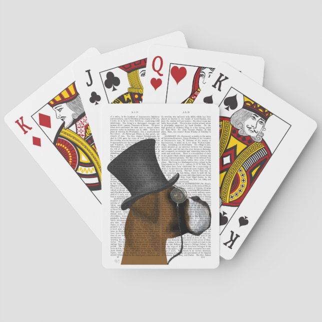 Boxer, formaler Hund und Hut Spielkarten (Rückseite)