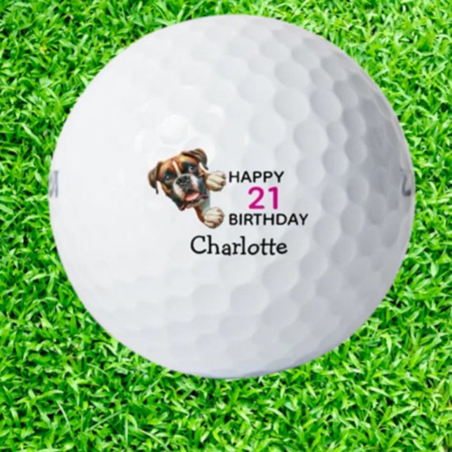 Boxer Geburtstag Liebhaber von Golf Golfball (Celebrate your boxer’s birthday with personalized golf balls for loving golfers. )