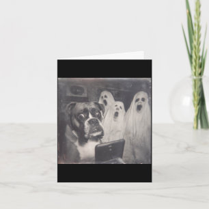 Boxer-Geist lustiger Halloween-Schreckhund spooky Karte