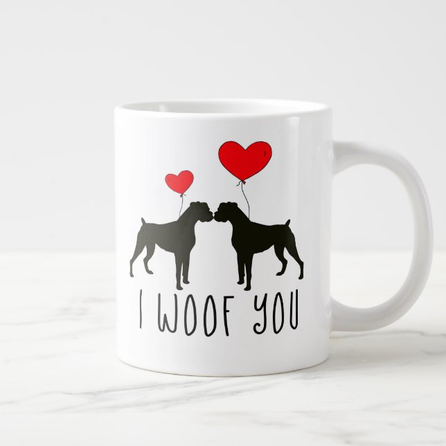 Boxer-Geschenke für Frauen und Männer- I Woof You Jumbo-Tasse (Rechts)
