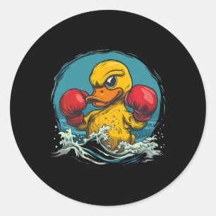 Boxer-Gummiente mit Boxhandschuhen Kickboxen Fu Runder Aufkleber