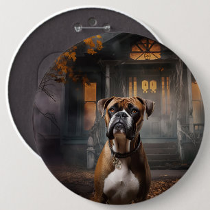 Boxer Halloween Beängstigend Button