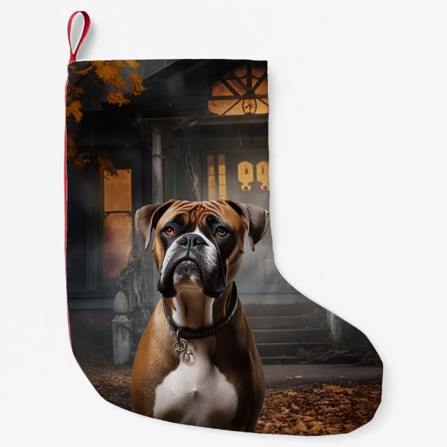 Boxer Halloween Beängstigend Kleiner Weihnachtsstrumpf (Vorderseite)