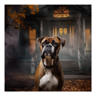 Boxer Halloween Beängstigend Poster
