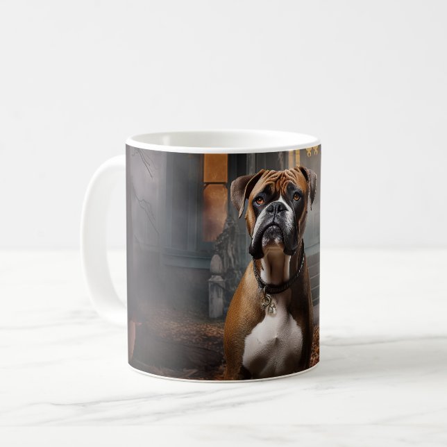 Boxer Halloween Gruselig Kaffeetasse (Vorderseite Links)