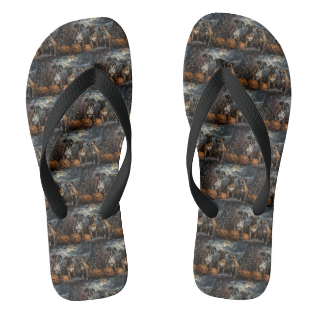 Boxer Halloween Night Doggy Delight Flip Flops (Fußbett)
