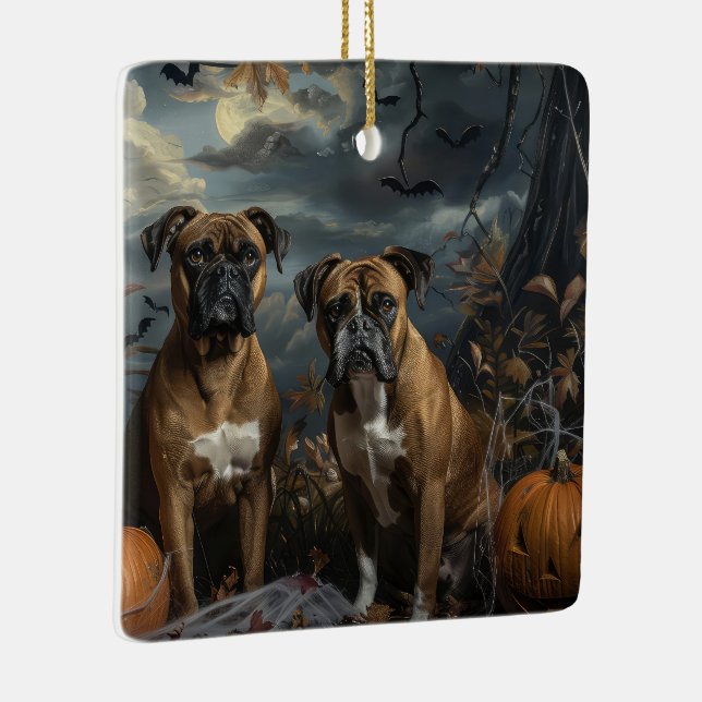 Boxer Halloween Night Doggy Delight Keramikornament (Rechts)
