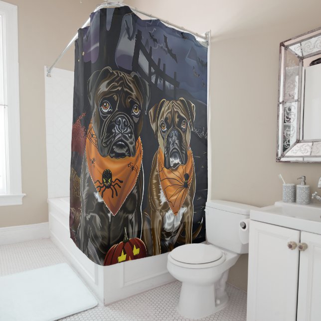 Boxer Halloween Spooky Duschvorhang (Beispiel)