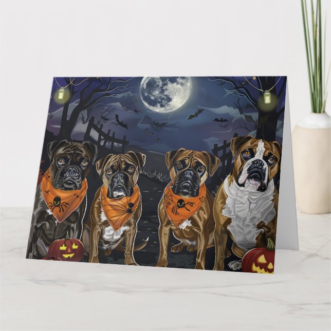 Boxer Halloween Spooky Karte (Vorderseite)