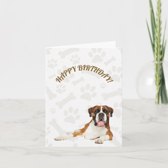 Boxer Happy Birthday Card Karte (Vorderseite)