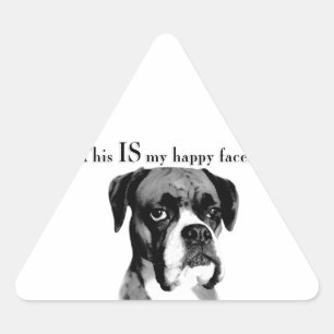 Boxer Happy Face Dreieckiger Aufkleber