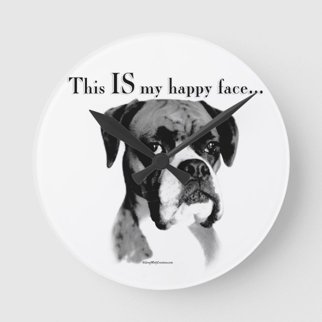 Boxer Happy Face Runde Wanduhr (Vorderseite)