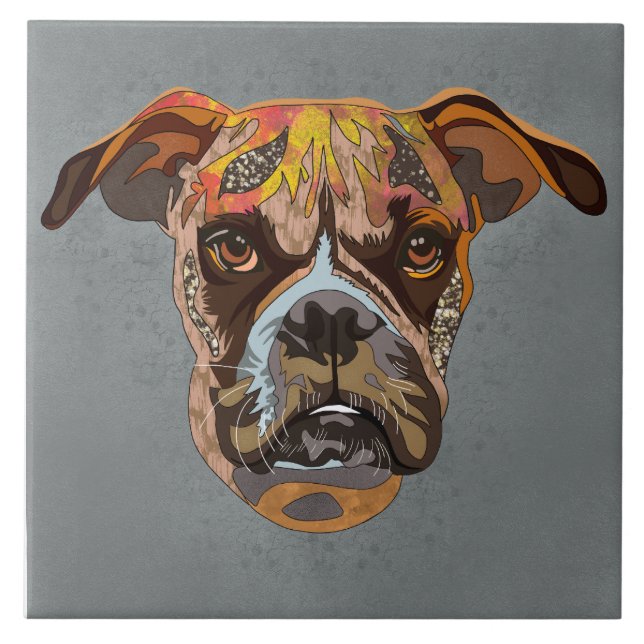 Boxer hässlicher Hund Gesicht Keramik Tile Fliese (Vorderseite)