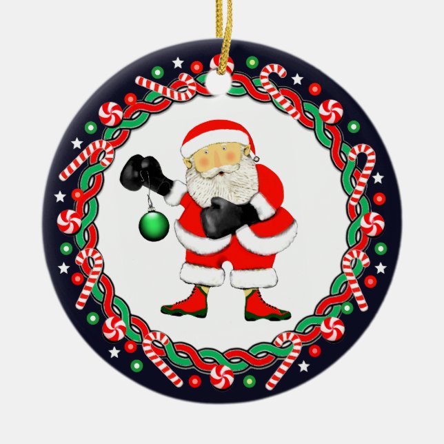 Boxer Holiday Geschenk Keramik Ornament (Vorne)