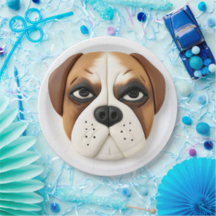 Boxer Hund 3D Inspiriert Pappteller