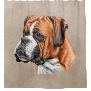 Boxer Hund Art Portrait Braun Standard Badezimmer Duschvorhang