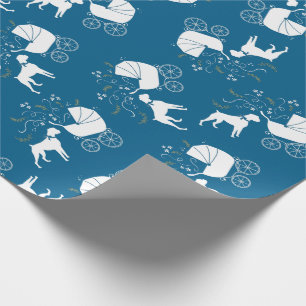Boxer Hund Baby Dusche Welpe Blue Boy Geschenkpapier