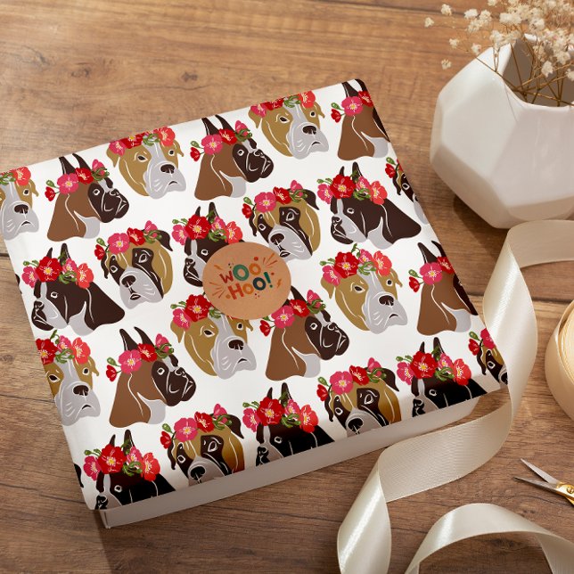Boxer Hund Cartoon farblos, nahtlos Geschenkpapier (Von Creator hochgeladen)