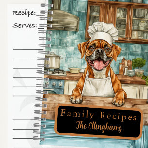Boxer-Hund-Chef-Spiral-Rezeptbuch Notizbuch